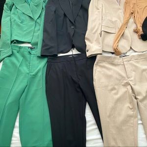 blazer,matching pants,dress shorts,turtle neck